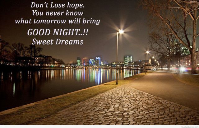 Night scene quote goodnight streetlight free wallpaper for desktop - medium preview image