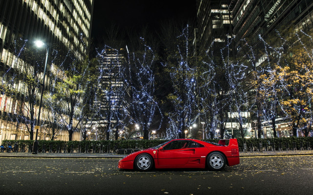 Red sports car night cityscape #2 free wallpaper for desktop - medium preview image
