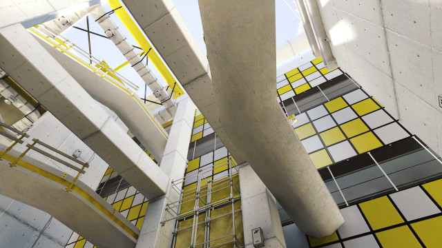 Tall building pretty windows clock free wallpaper for desktop - medium preview image