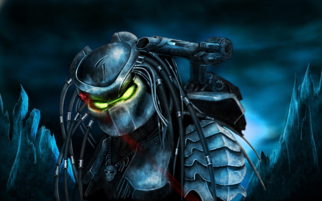 Predator glowing eyes helmet biomechanical free wallpaper for desktop - medium preview image