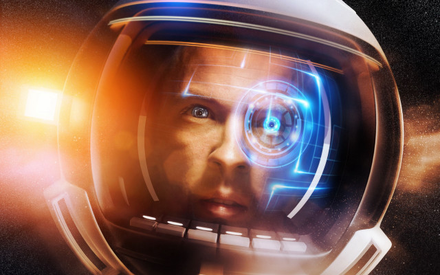 Space astronaut futuristic face glowing free wallpaper for desktop - medium preview image