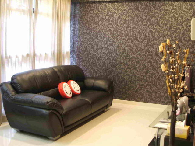 Living room black leather couch free wallpaper for desktop - medium preview image