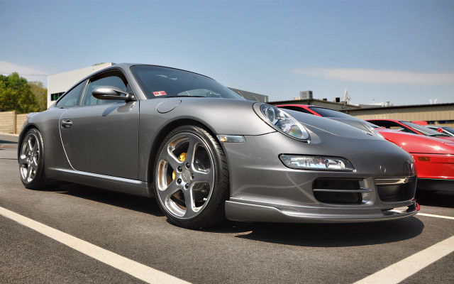 Silver sports car parking lot #12 free wallpaper for desktop - medium preview image