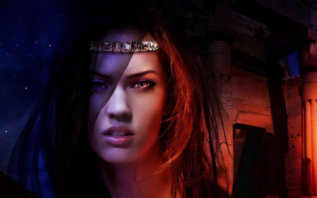 Woman tiaras neon gothic night free wallpaper for desktop - medium preview image