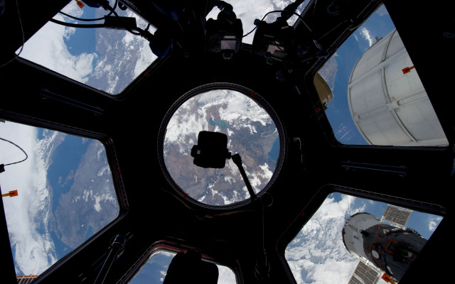 Earth view space station window free wallpaper for desktop - medium preview image