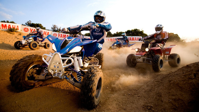 Two people four wheelers dirt free wallpaper for desktop - medium preview image