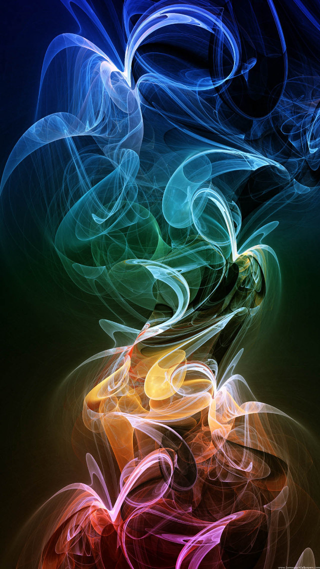 Colorful smoke swirls dark background free wallpaper for mobile - medium preview image