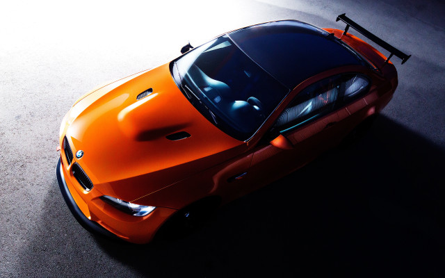 Orange sports car above dark #2 free wallpaper for desktop - medium preview image