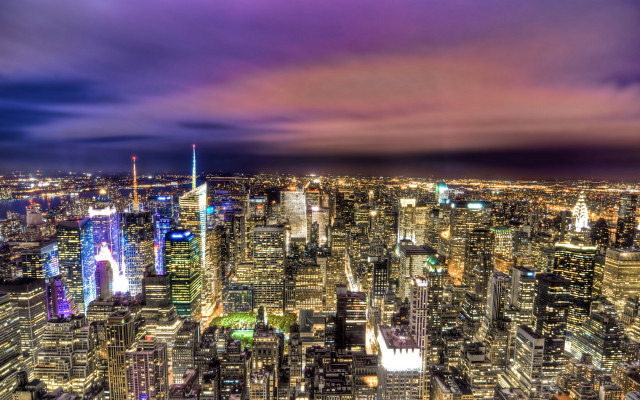 Cityscape tower bridge night purple free wallpaper for desktop - medium preview image