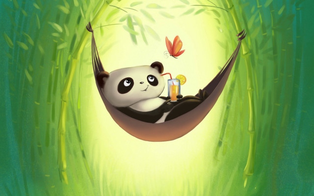 Panda hammock beer butterfly tranquil free wallpaper for desktop - medium preview image
