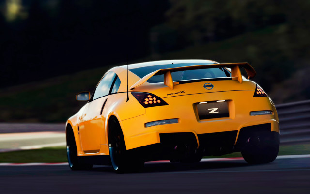 Yellow sports car night race free wallpaper for desktop - medium preview image