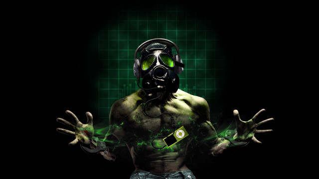 Cyberpunk gasmask green paint cyborg free wallpaper for desktop - medium preview image