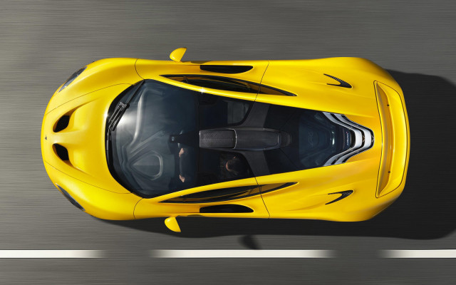 Yellow sports car topview gray free wallpaper for desktop - medium preview image