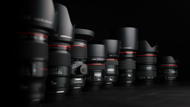 Camera lenses row black background #3 free wallpaper for desktop - medium preview image