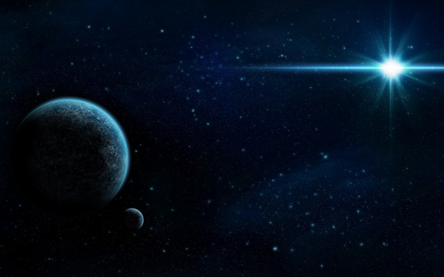 Blue planet bright star horizon free wallpaper for desktop - medium preview image