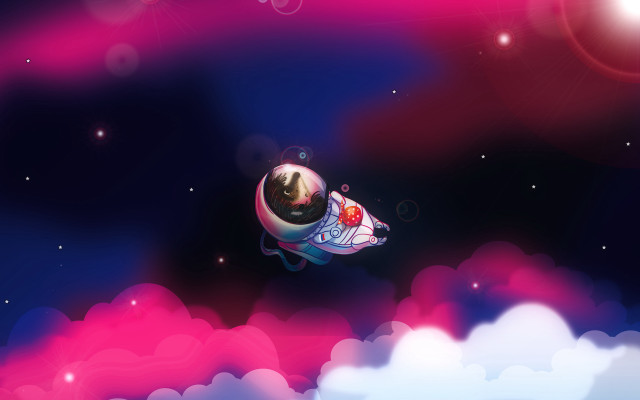 Space ship cartoon sky clouds free wallpaper for desktop - medium preview image
