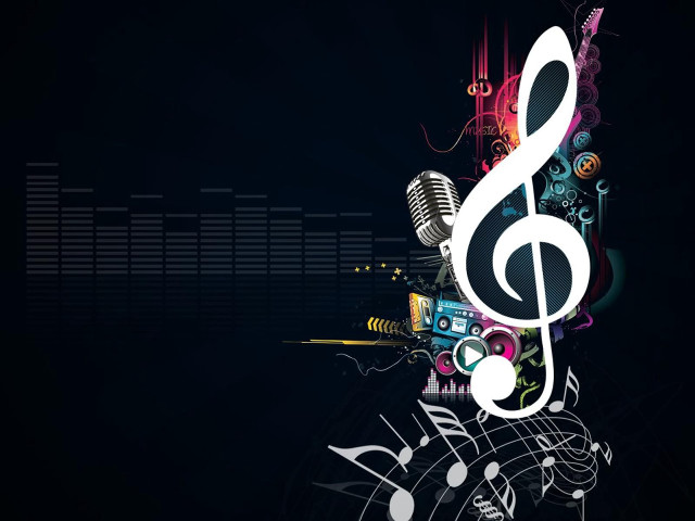 Musical note symbols microphone image free wallpaper for desktop - medium preview image