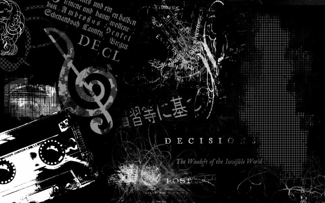 Black white music player treble free wallpaper for desktop - medium preview image