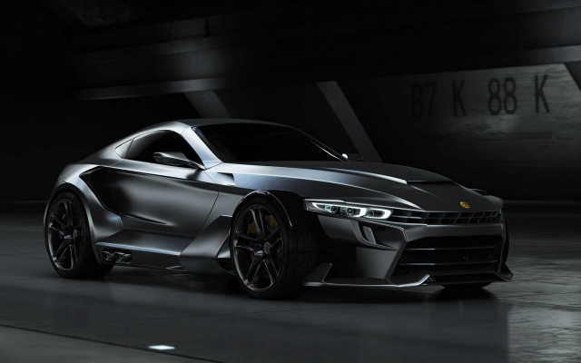 Silver car dark room panfuturism free wallpaper for desktop - medium preview image