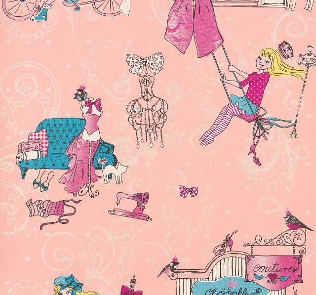 Pink background girl swing horse free wallpaper for tablet - medium preview image