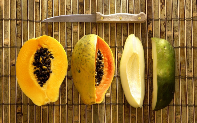 Knife papaya bamboo fruits neo free wallpaper for desktop - medium preview image