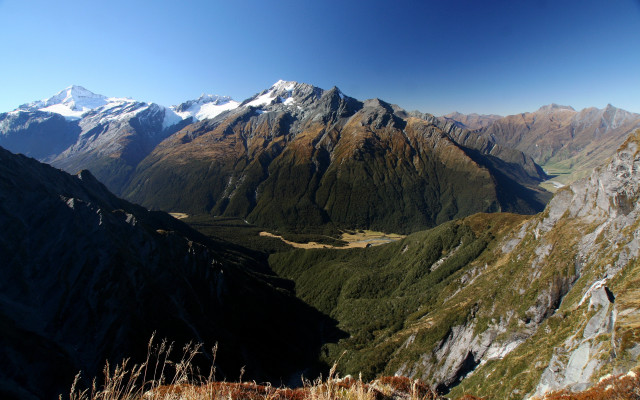 Mountain range valley view matte free wallpaper for desktop - medium preview image