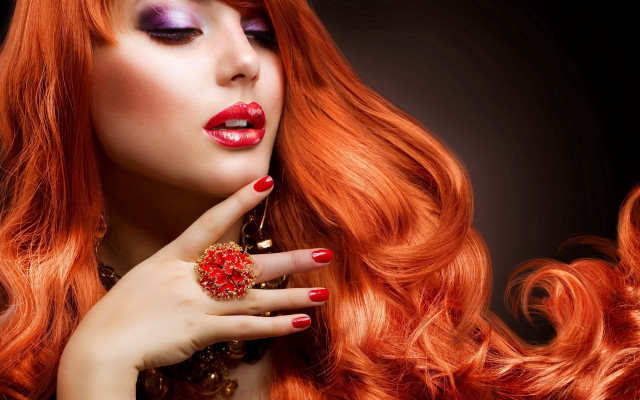 Redhair ring finger fingernails makeup free wallpaper for desktop - medium preview image