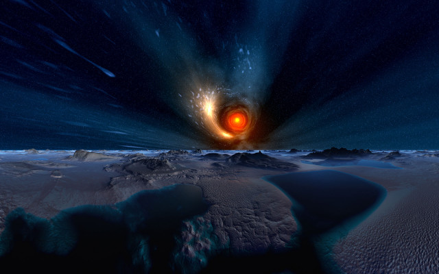 Black hole red light sky free wallpaper for desktop - medium preview image