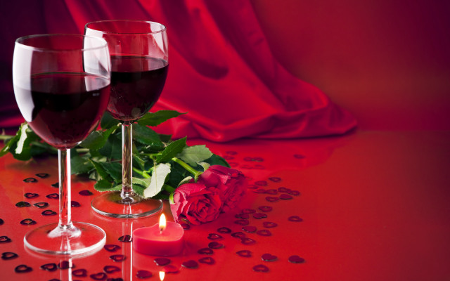 Romantic wine glass candle rose free wallpaper for desktop - medium preview image