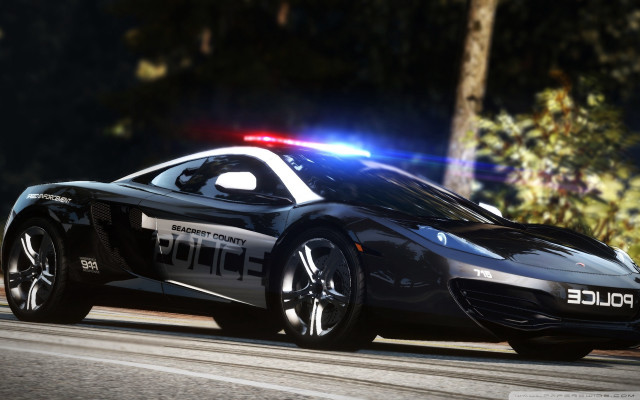 Police car parked city night free wallpaper for desktop - medium preview image