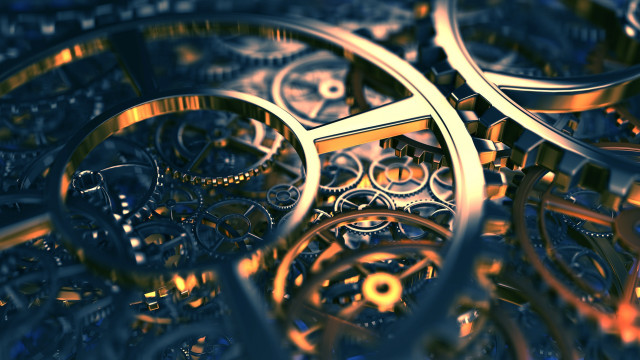 Clock gears steampunk 3d render free wallpaper for desktop - medium preview image