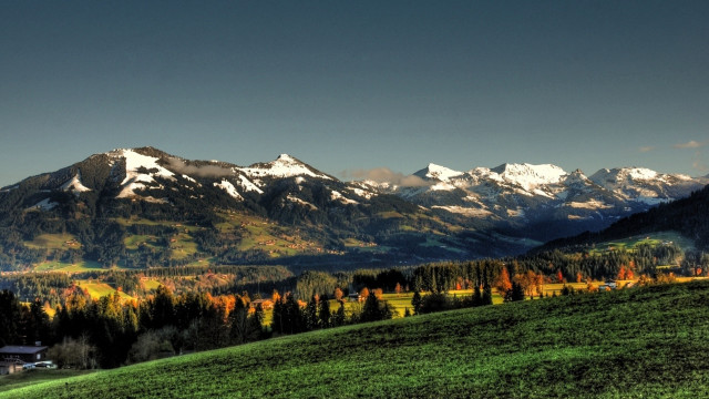 Mountain range forest lake sunset #5 free wallpaper for desktop - medium preview image