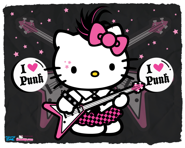 Hello kitty guitar punk starry free wallpaper for desktop - medium preview image