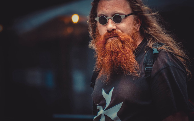 Red beard glasses star cyberpunk free wallpaper for desktop - medium preview image