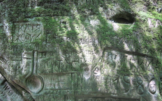 Rock writing treehole spoon forest free wallpaper for desktop - medium preview image