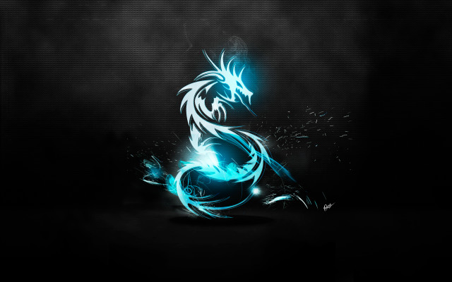 Blue black dragon glowing light #6 free wallpaper for desktop - medium preview image