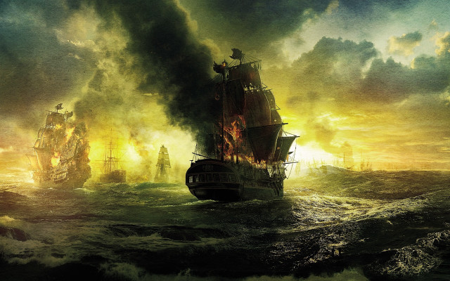 Pirate ship storm cinematic fantasy free wallpaper for desktop - medium preview image