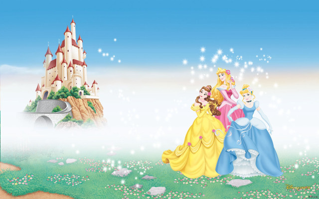 Princesses castle bridge group fantasy free wallpaper for desktop - medium preview image