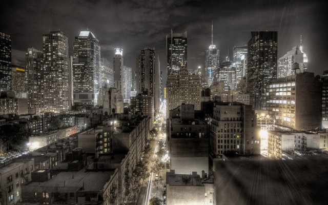 City skyline night lights tall #4 free wallpaper for desktop - medium preview image