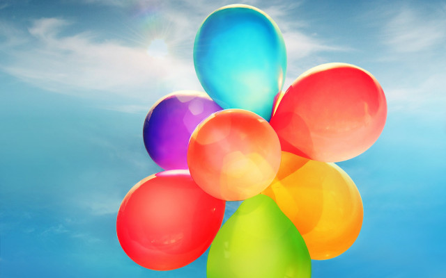 Balloons floating blue sky clouds #3 free wallpaper for desktop - medium preview image