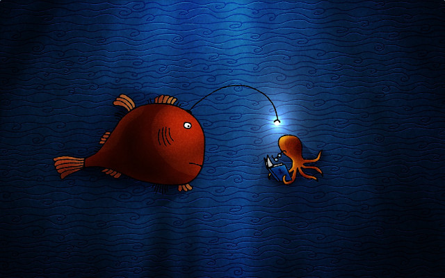 Fish squid light wall dark free wallpaper for desktop - medium preview image