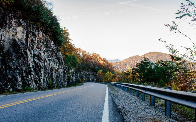 Mountain road sky clouds autumn free wallpaper for desktop - medium preview image