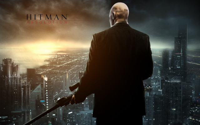 Man suit sword cityscape dark free wallpaper for desktop - medium preview image