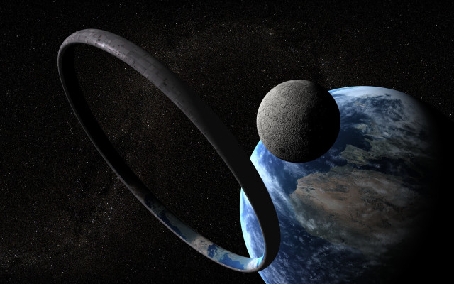 Space planet stars matte painting free wallpaper for desktop - medium preview image