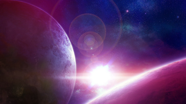 Space planet stars horizon moon free wallpaper for desktop - medium preview image