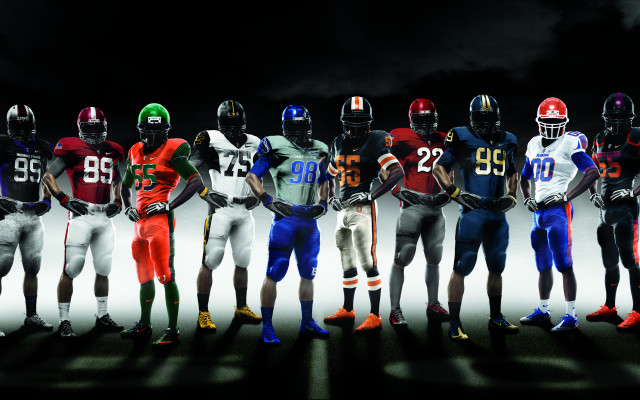 Football players line helmets realistic free wallpaper for desktop - medium preview image