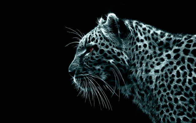 Leopard red eyes monochrome digital free wallpaper for desktop - medium preview image