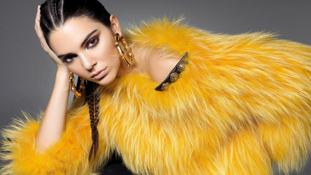 Woman braids yellow fur coat free wallpaper for desktop - medium preview image