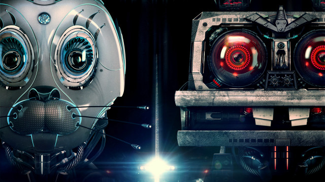 Futuristic machine red lights robot free wallpaper for desktop - medium preview image