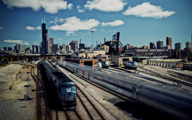 Train city skyline bridge beach free wallpaper for desktop - medium preview image